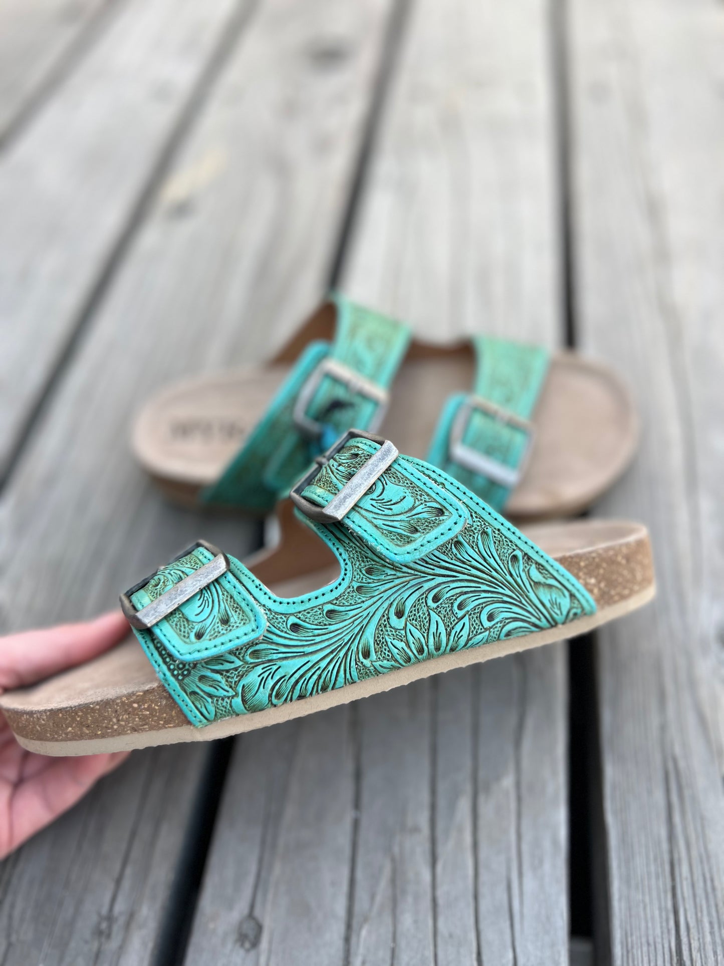 Turquoise Tooled Sandal