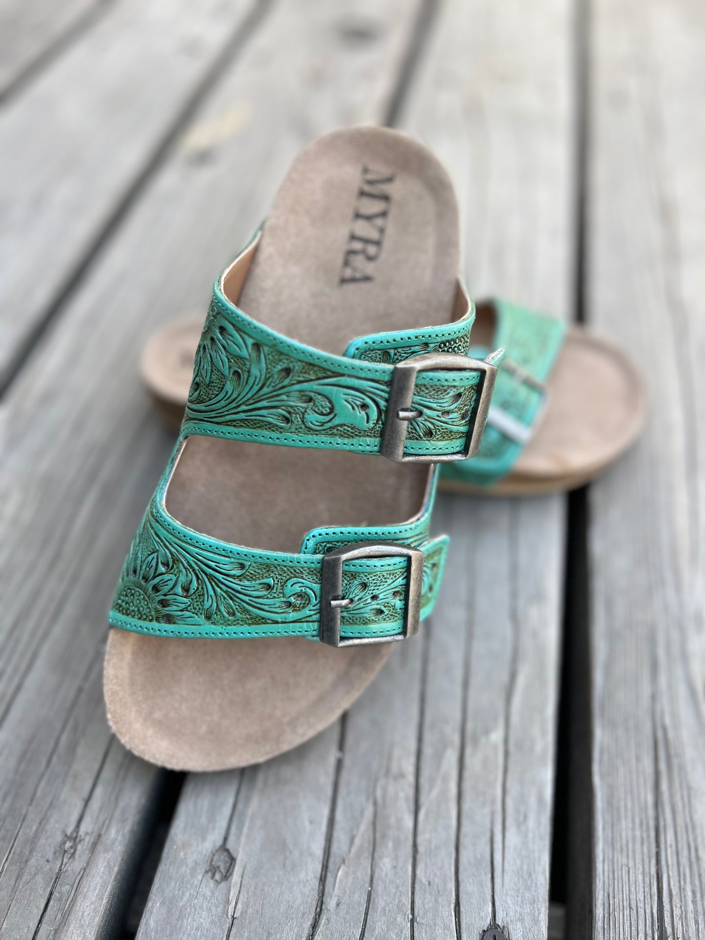 Turquoise Tooled Sandal